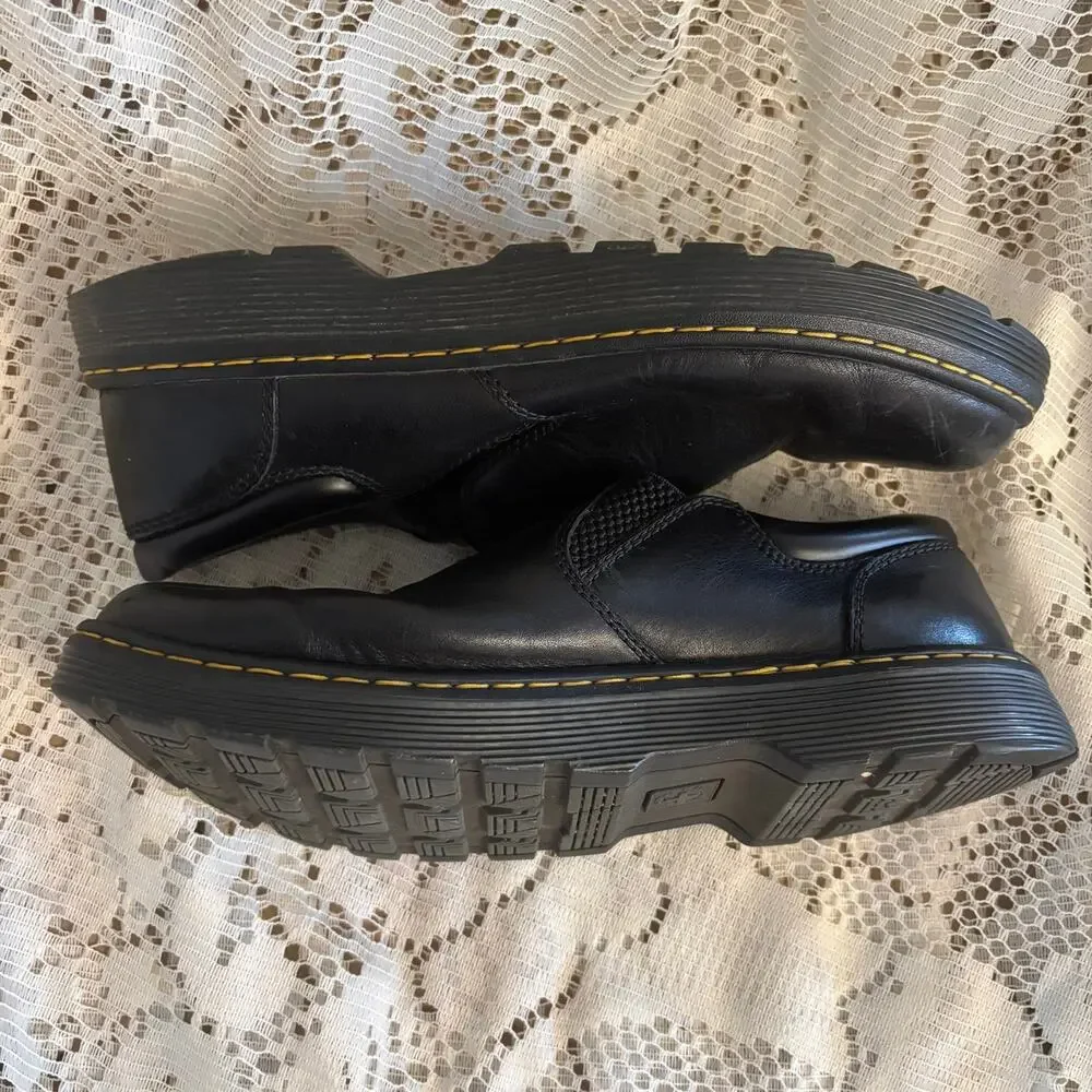 Dr. Martens Men's US 8 Black Leather Work Loafer Shoes